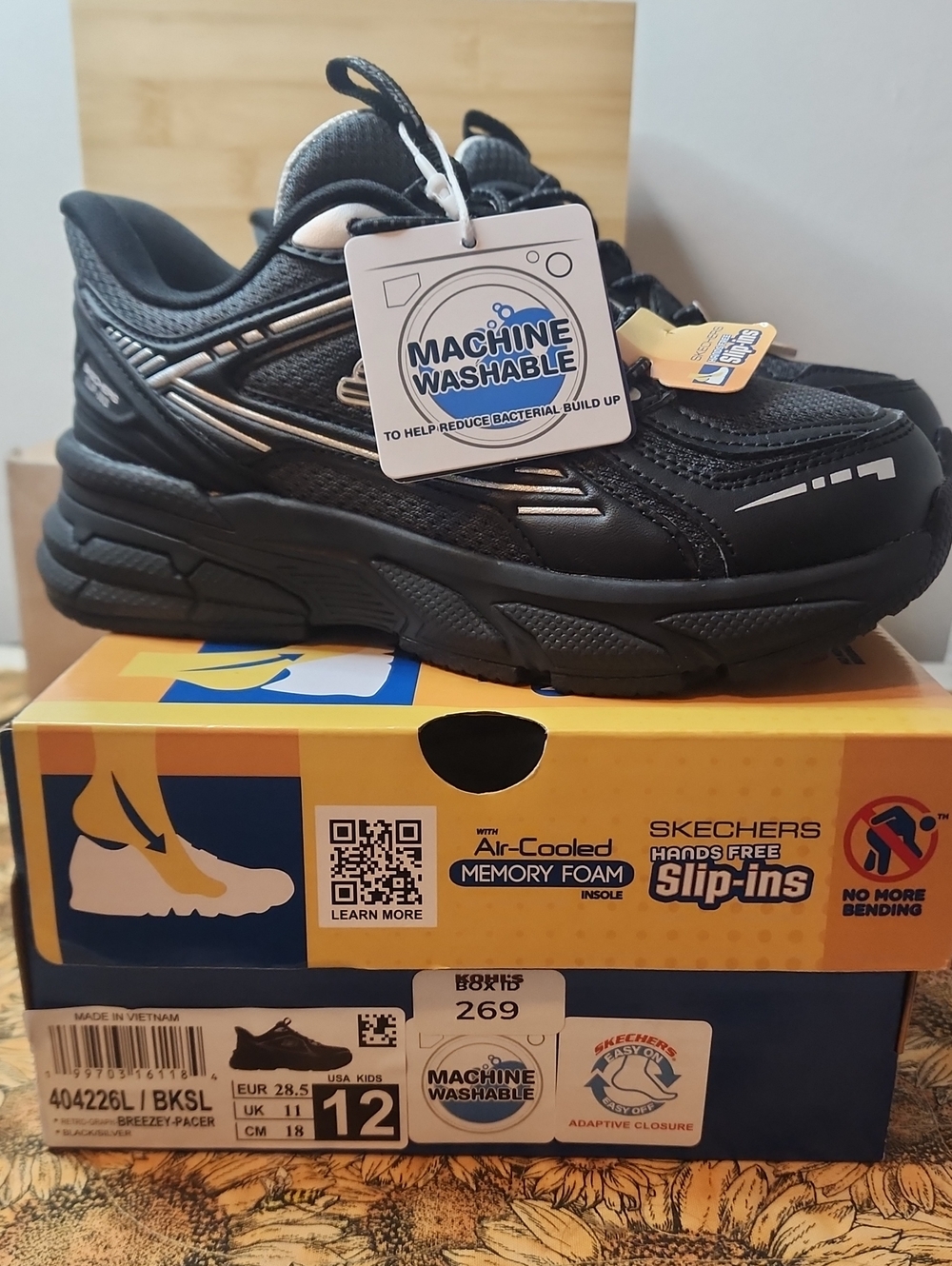Skechers Kids Black Athletic Sneakers with Silver Accents